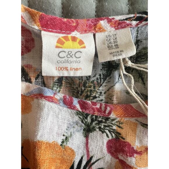 C&C California Women's Top 100% Linen Size 1X NWT - Picture 4 of 6